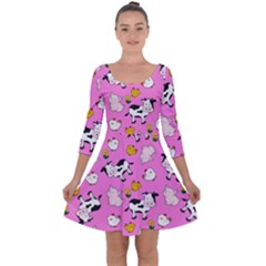 The Farm Pattern Quarter Sleeve Skater Dress