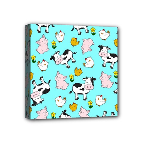 The Farm Pattern Mini Canvas 4  X 4  by Valentinaart