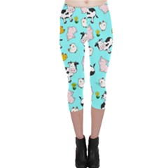 The Farm Pattern Capri Leggings  by Valentinaart