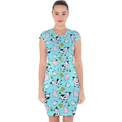 The Farm Pattern Capsleeve Drawstring Dress 