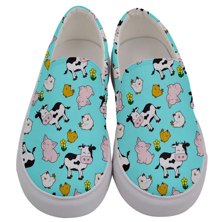 The Farm Pattern Men s Canvas Slip Ons