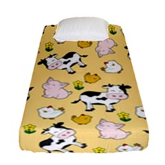 The Farm Pattern Fitted Sheet (single Size) by Valentinaart