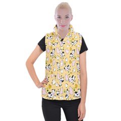 The Farm Pattern Women s Button Up Puffer Vest by Valentinaart