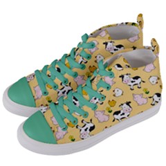 The Farm Pattern Women s Mid-top Canvas Sneakers by Valentinaart