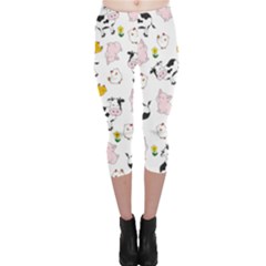 The Farm Pattern Capri Leggings  by Valentinaart