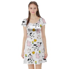 The Farm Pattern Short Sleeve Skater Dress by Valentinaart