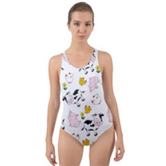 The Farm Pattern Cut-out Back One Piece Swimsuit by Valentinaart