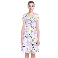 The Farm Pattern Short Sleeve Front Wrap Dress by Valentinaart