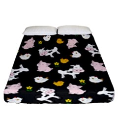 The Farm Pattern Fitted Sheet (california King Size) by Valentinaart