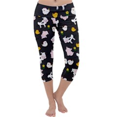 The Farm Pattern Capri Yoga Leggings by Valentinaart