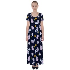 The Farm Pattern High Waist Short Sleeve Maxi Dress