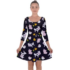 The Farm Pattern Quarter Sleeve Skater Dress