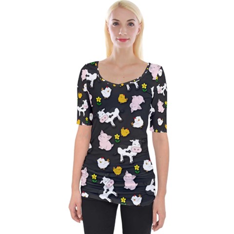 The Farm Pattern Wide Neckline Tee by Valentinaart