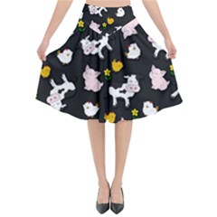 The Farm Pattern Flared Midi Skirt by Valentinaart