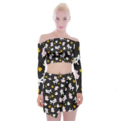 The Farm Pattern Off Shoulder Top With Mini Skirt Set by Valentinaart