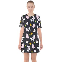 The Farm Pattern Sixties Short Sleeve Mini Dress by Valentinaart