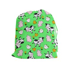 The Farm Pattern Drawstring Pouches (extra Large) by Valentinaart