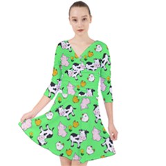 The Farm Pattern Quarter Sleeve Front Wrap Dress	 by Valentinaart