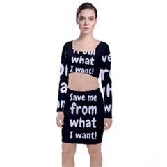 Save Me From What I Want Long Sleeve Crop Top & Bodycon Skirt Set by Valentinaart