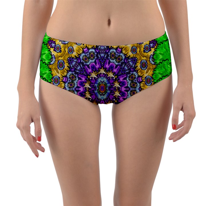 Sunshine In Mind The Season Is Decorative Fine Reversible Mid-Waist Bikini Bottoms