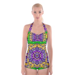 Sunshine In Mind The Season Is Decorative Fine Boyleg Halter Swimsuit  by pepitasart