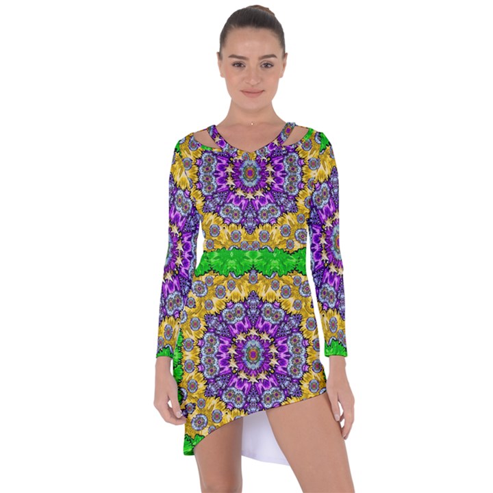 Sunshine In Mind The Season Is Decorative Fine Asymmetric Cut-Out Shift Dress