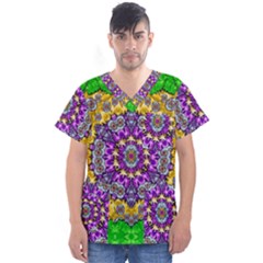 Sunshine In Mind The Season Is Decorative Fine Men s V-neck Scrub Top