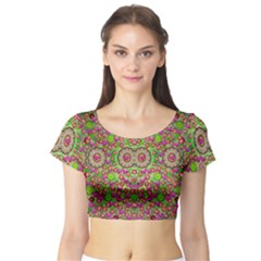 Love The Wood Garden Of Apples Short Sleeve Crop Top by pepitasart