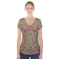 Love The Wood Garden Of Apples Short Sleeve Front Detail Top by pepitasart