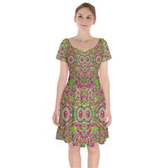 Love The Wood Garden Of Apples Short Sleeve Bardot Dress by pepitasart