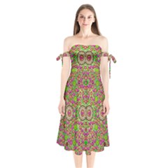 Love The Wood Garden Of Apples Shoulder Tie Bardot Midi Dress by pepitasart