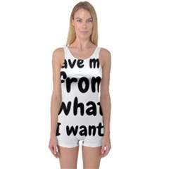 Save Me From What I Want One Piece Boyleg Swimsuit by Valentinaart