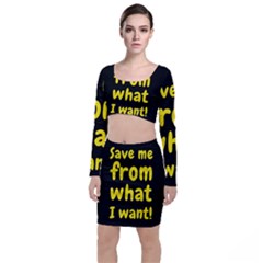 Save Me From What I Want Long Sleeve Crop Top & Bodycon Skirt Set by Valentinaart