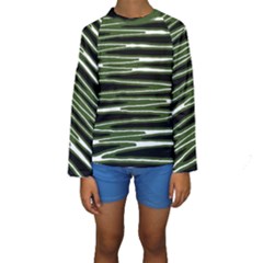 Sketched Wavy Stripes Pattern Kids  Long Sleeve Swimwear by dflcprints