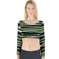 Sketched Wavy Stripes Pattern Long Sleeve Crop Top by dflcprints