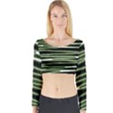 Sketched Wavy Stripes Pattern Long Sleeve Crop Top View1