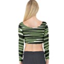 Sketched Wavy Stripes Pattern Long Sleeve Crop Top View2