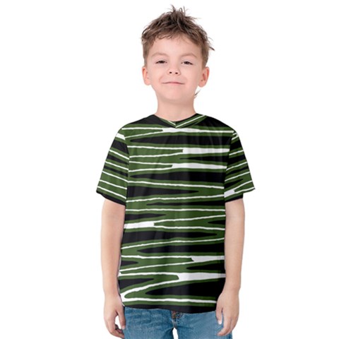 Sketched Wavy Stripes Pattern Kids  Cotton Tee by dflcprints