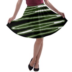 Sketched Wavy Stripes Pattern A-line Skater Skirt by dflcprints