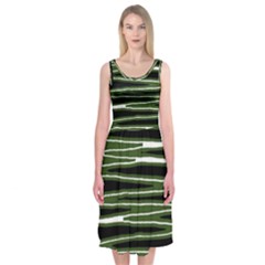 Sketched Wavy Stripes Pattern Midi Sleeveless Dress by dflcprints