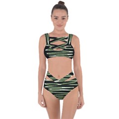 Sketched Wavy Stripes Pattern Bandaged Up Bikini Set  by dflcprints