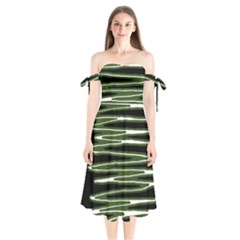 Sketched Wavy Stripes Pattern Shoulder Tie Bardot Midi Dress by dflcprints