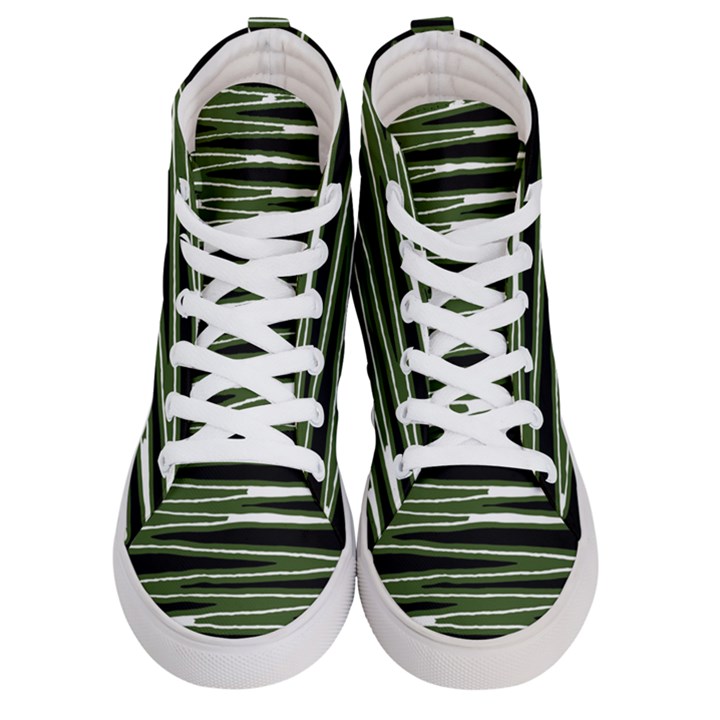 Sketched Wavy Stripes Pattern Men s Hi-Top Skate Sneakers