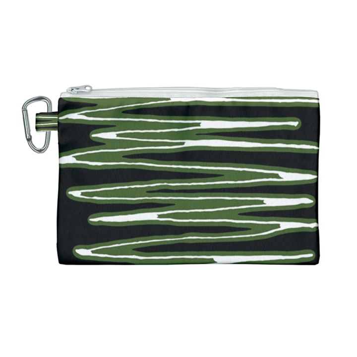 Sketched Wavy Stripes Pattern Canvas Cosmetic Bag (Large)