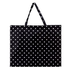 Black Polka Dots Zipper Large Tote Bag by jumpercat