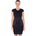 Black Polka Dots Capsleeve Drawstring Dress  View1