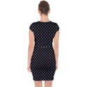 Black Polka Dots Capsleeve Drawstring Dress  View2