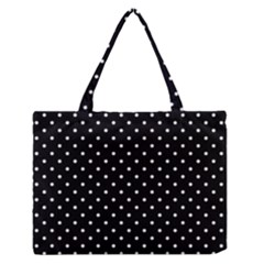 Black Polka Dots Zipper Medium Tote Bag by jumpercat