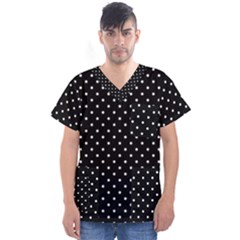 Black Polka Dots Men s V-neck Scrub Top