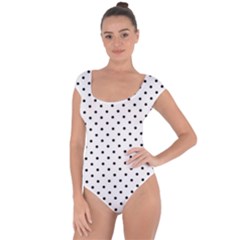 White Polka Dots Short Sleeve Leotard  by jumpercat